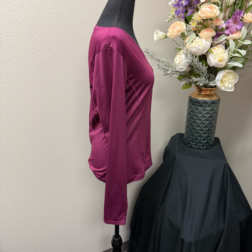 BCG Women’s L Purple Long Sleeve V-Neck Athletic Performance Top - Picture 4 of 6